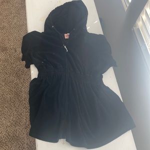 Juicy black top gathers in middle zip up good condition